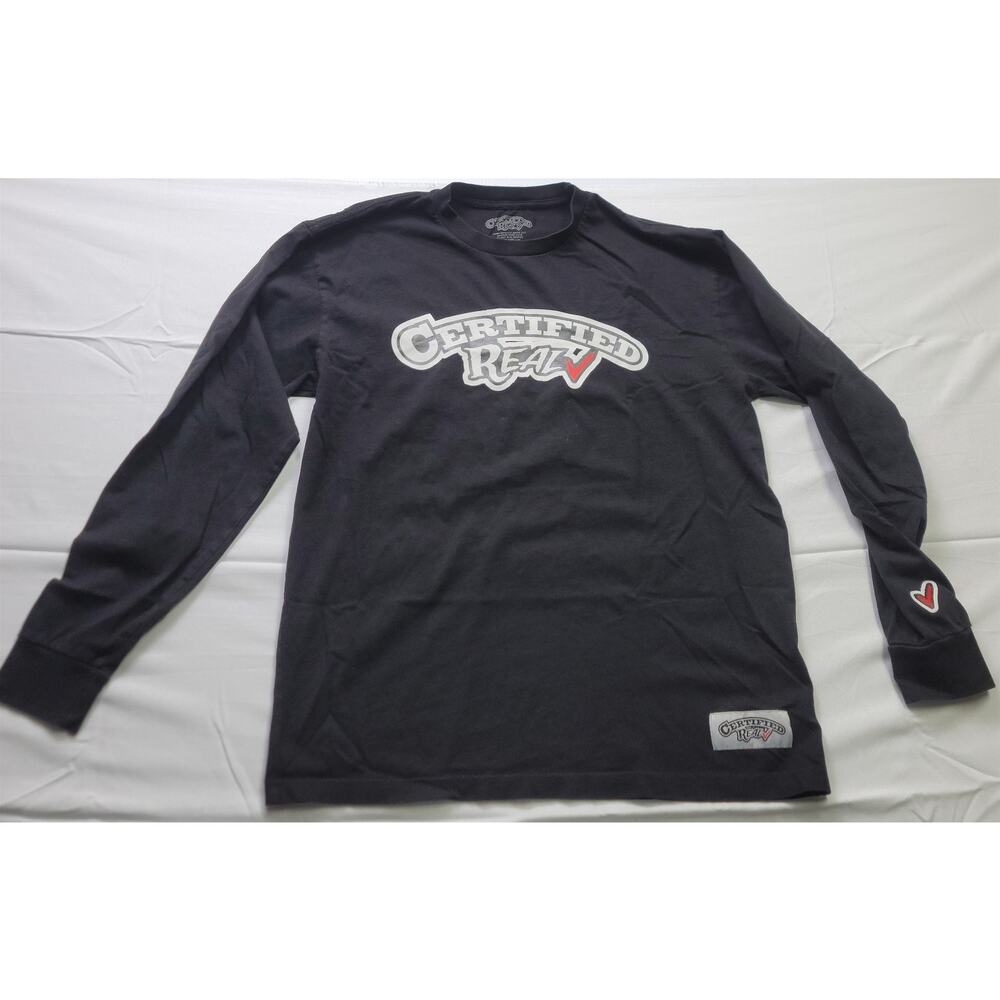 Certified Real Long Sleeve Large Crew Neck Men's Printed Graphic Logo Shirt